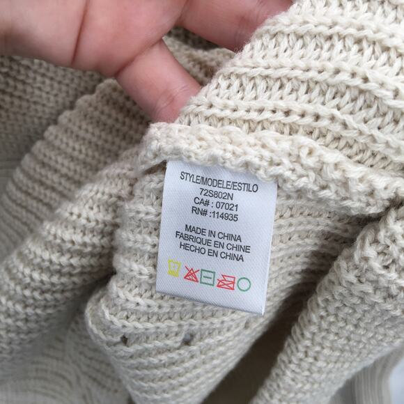 RDI Tunic Sweater Mock Neck Kangaroo Pockets Ribbed White Beach Size Medium - Picture 7 of 8